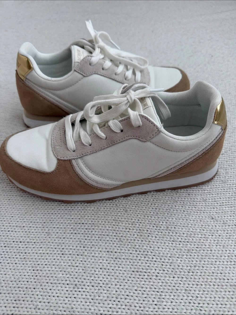 J Crew Cream/Tan Suede Sneakers Size 9